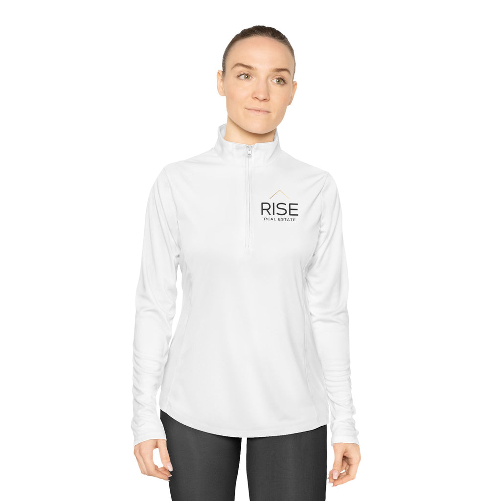 Ladies Quarter-Zip Pullover - White