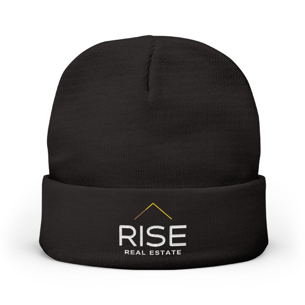 Knit Beanie (Embroidery) - Black