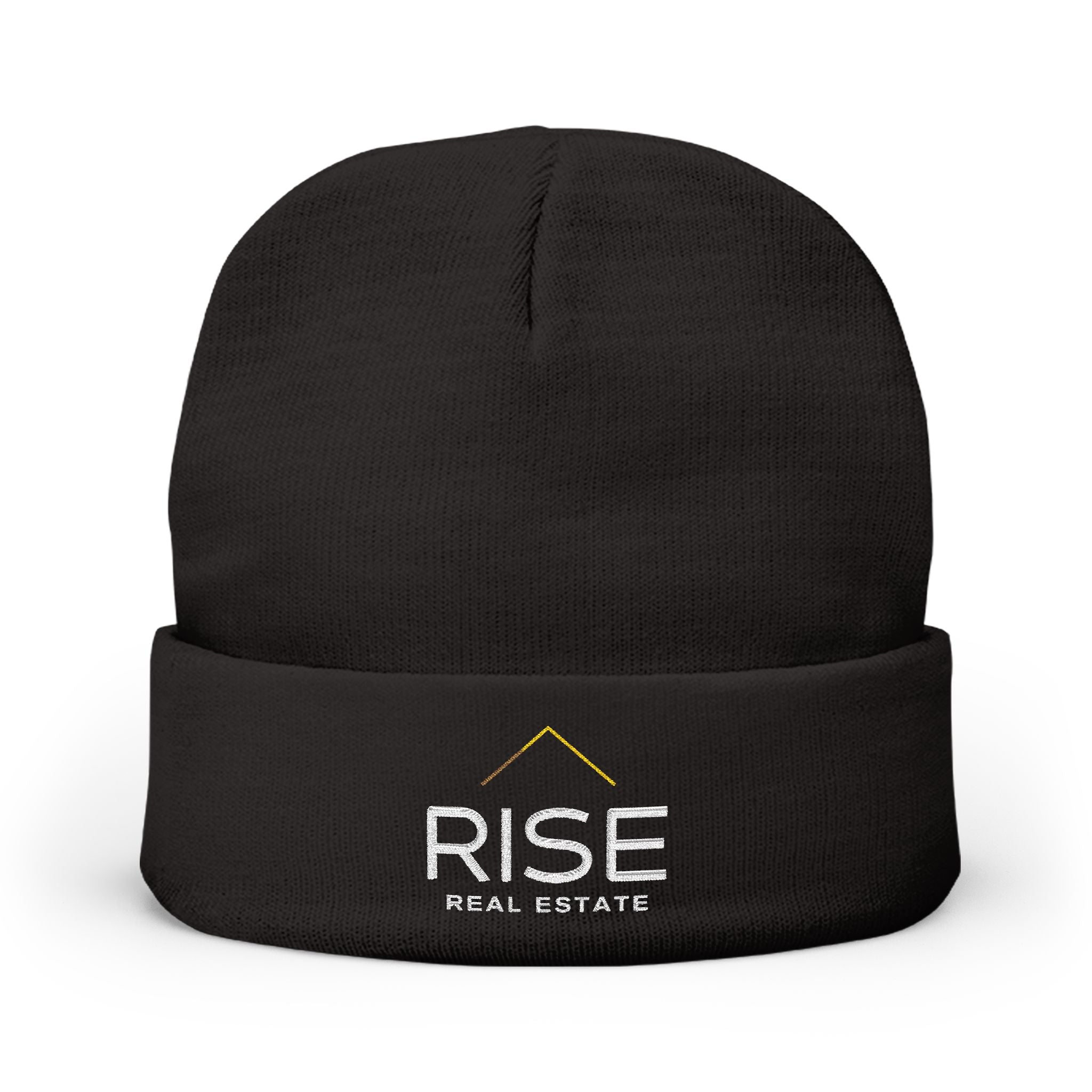 Knit Beanie (Embroidery) - Black